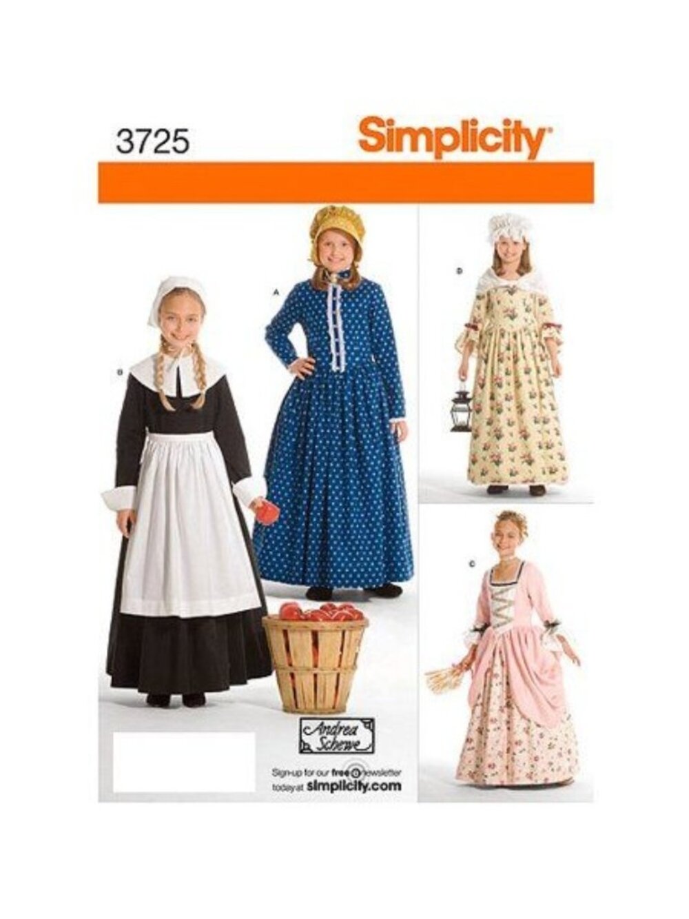 Simplicity 3725 Historical Cosplay Sewing Pattern Girl 7-14 Pilgrim Prairie Uncu